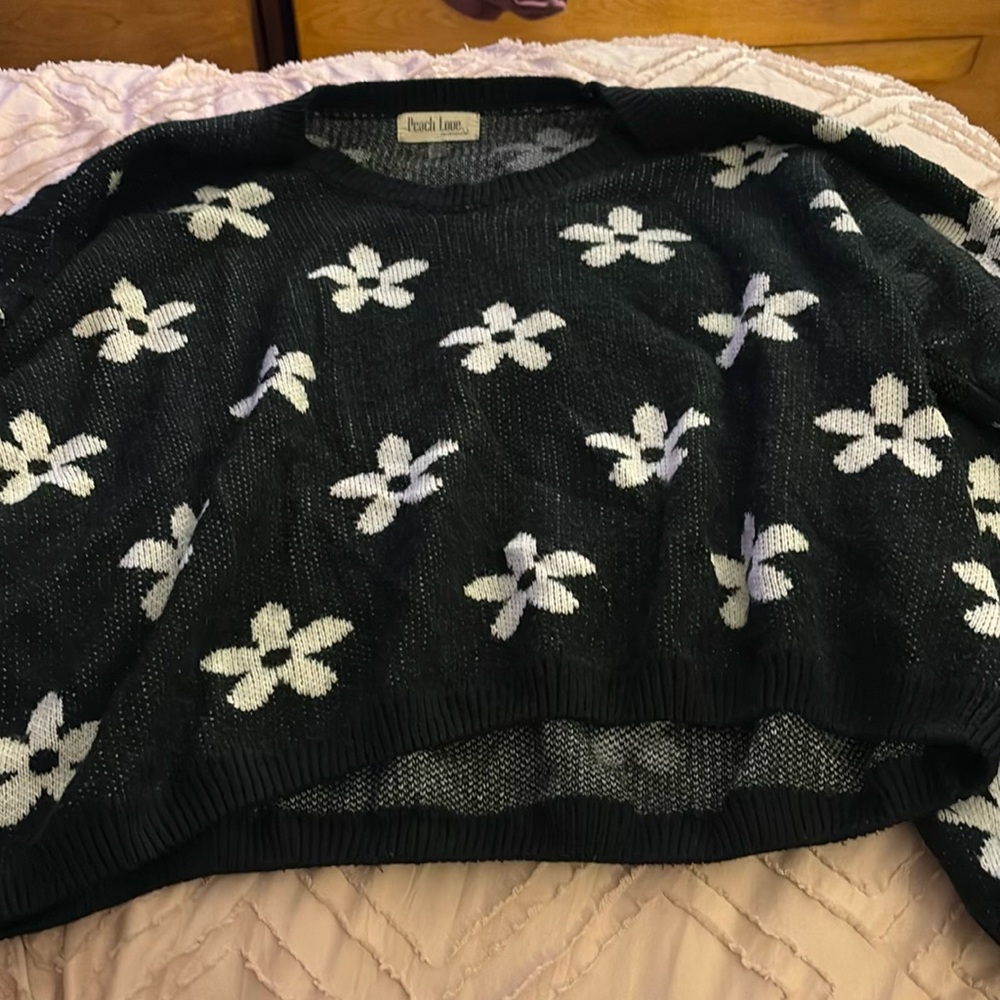 Black Flower Sweater